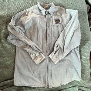 Vintage Crystal Springs Button Down Florida Gators Denim Shirt Sz XL Blue USA